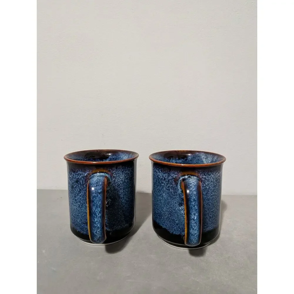 Ocean Waves by West Elm Blue & Brown Coffee Mugs Set Of 2 Discontinued